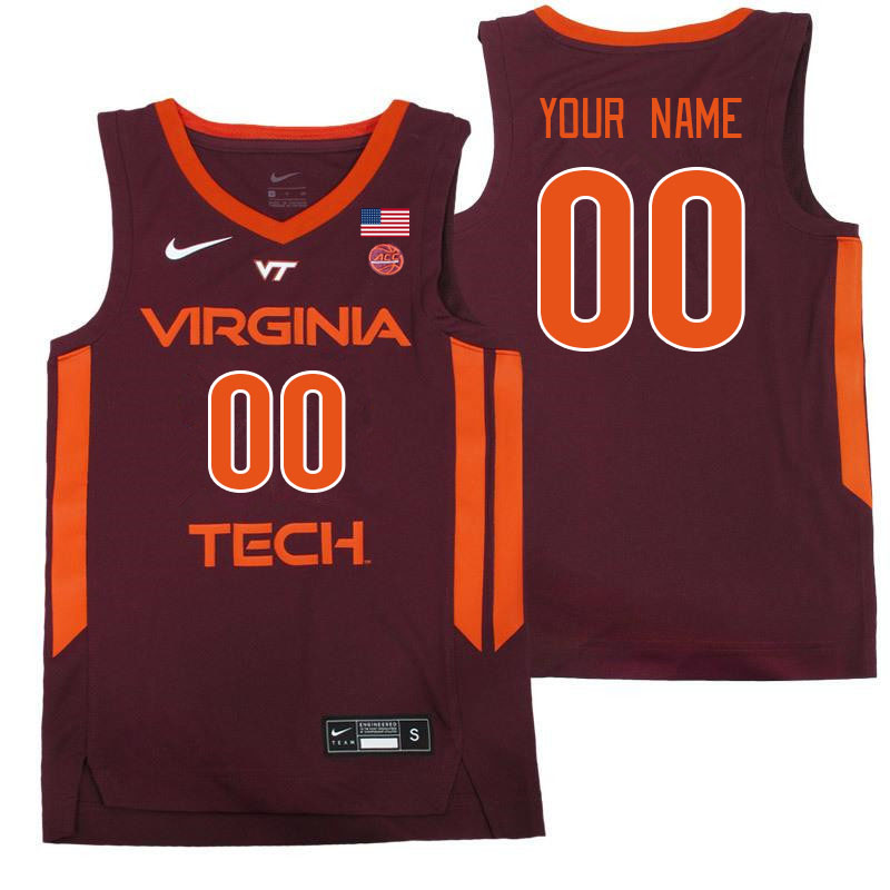 Custom Virginia Tech Hokies Name And Number College Basketball Jerseys Stitched-Maroon - Click Image to Close